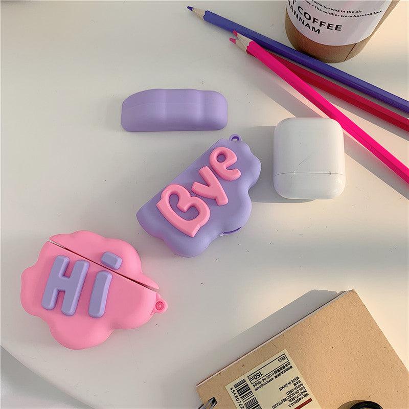 AirPod 2 Case 3D HI BYE Cloud Letter Cartoon Soft Silicone Wireless Earphone Cases For Airpods Case Cute Cover