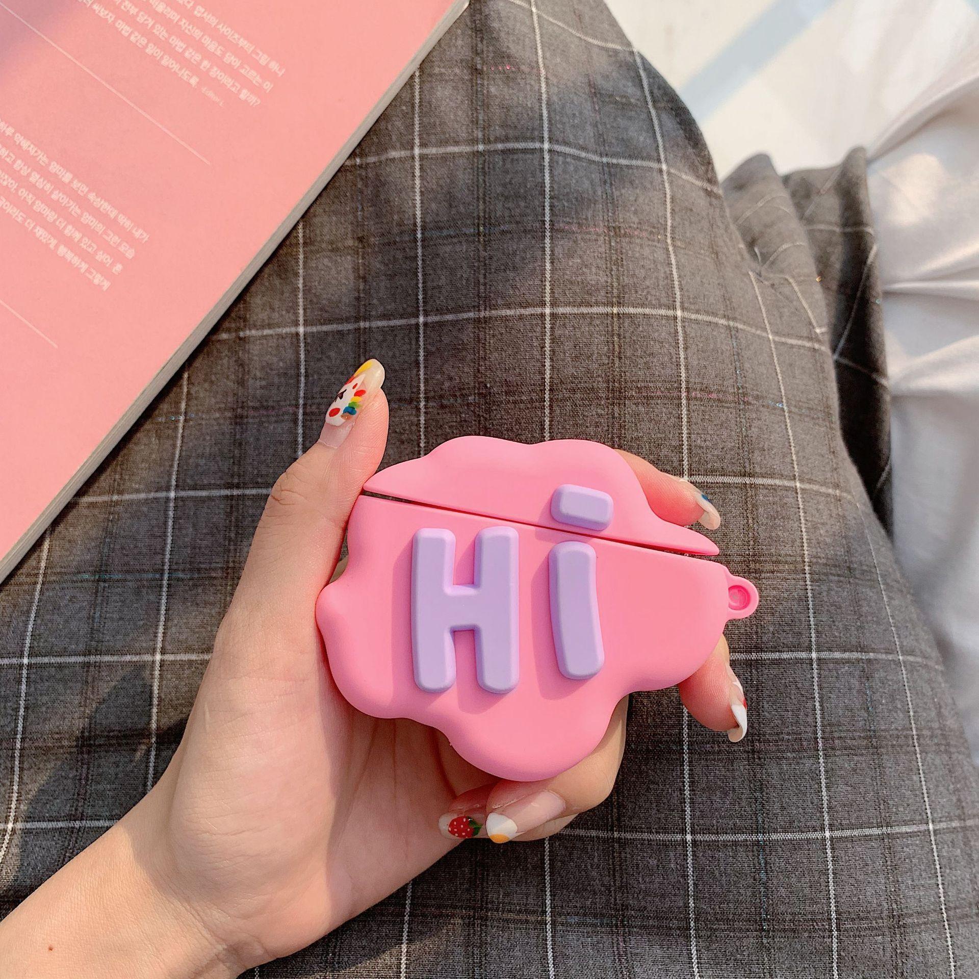 AirPod 2 Case 3D HI BYE Cloud Letter Cartoon Soft Silicone Wireless Earphone Cases For Airpods Case Cute Cover