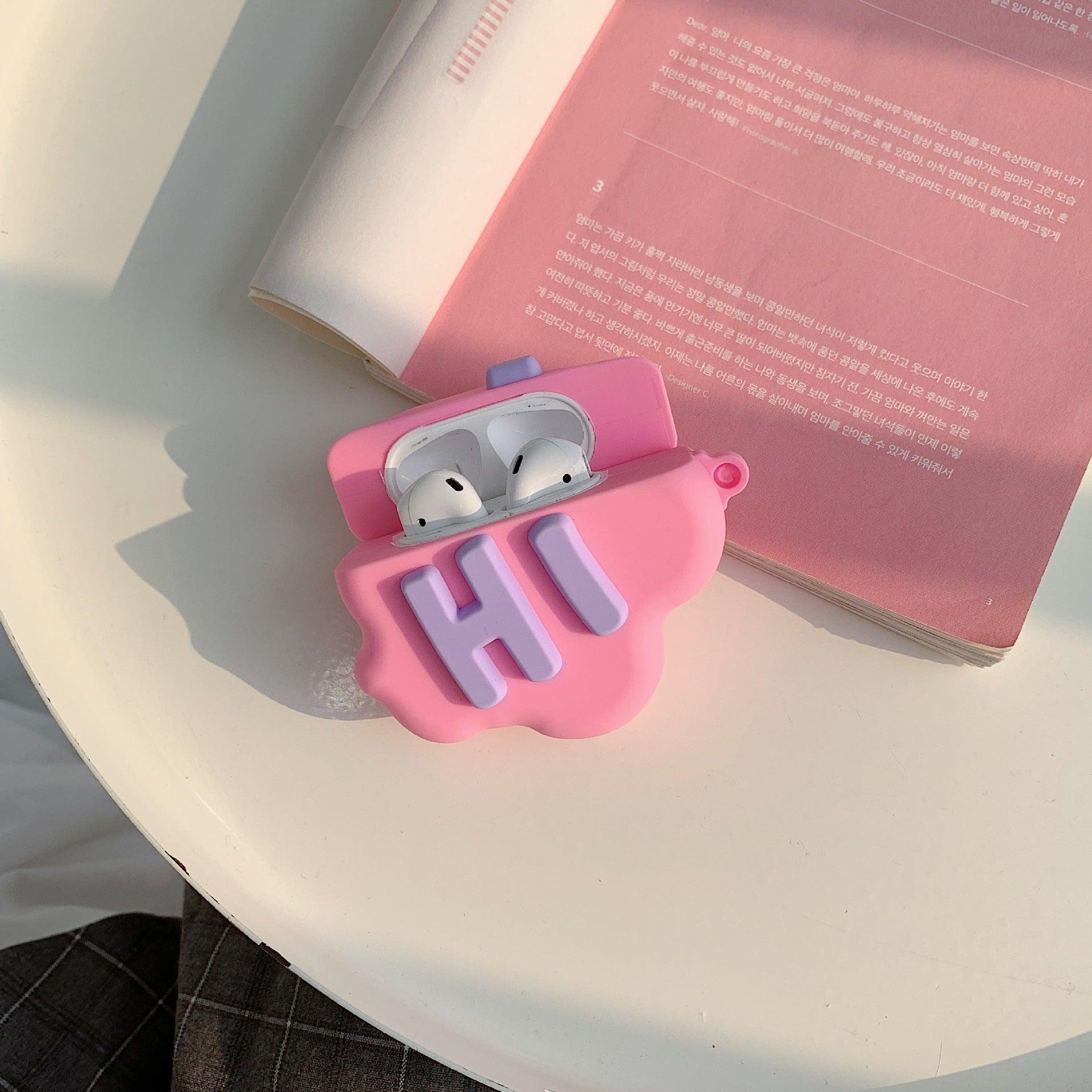 AirPod 2 Case 3D HI BYE Cloud Letter Cartoon Soft Silicone Wireless Earphone Cases For Airpods Case Cute Cover